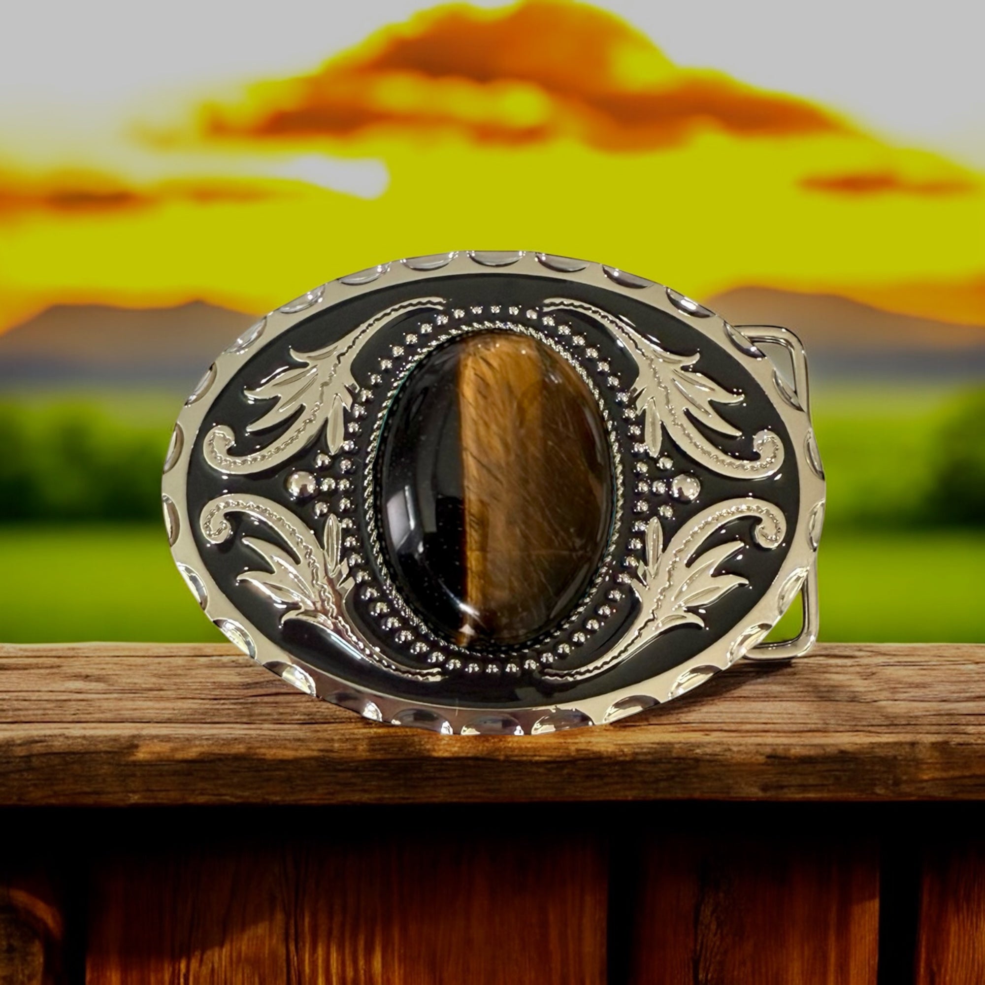 Tiger’s Eye Belt Buckle Western Accessory
