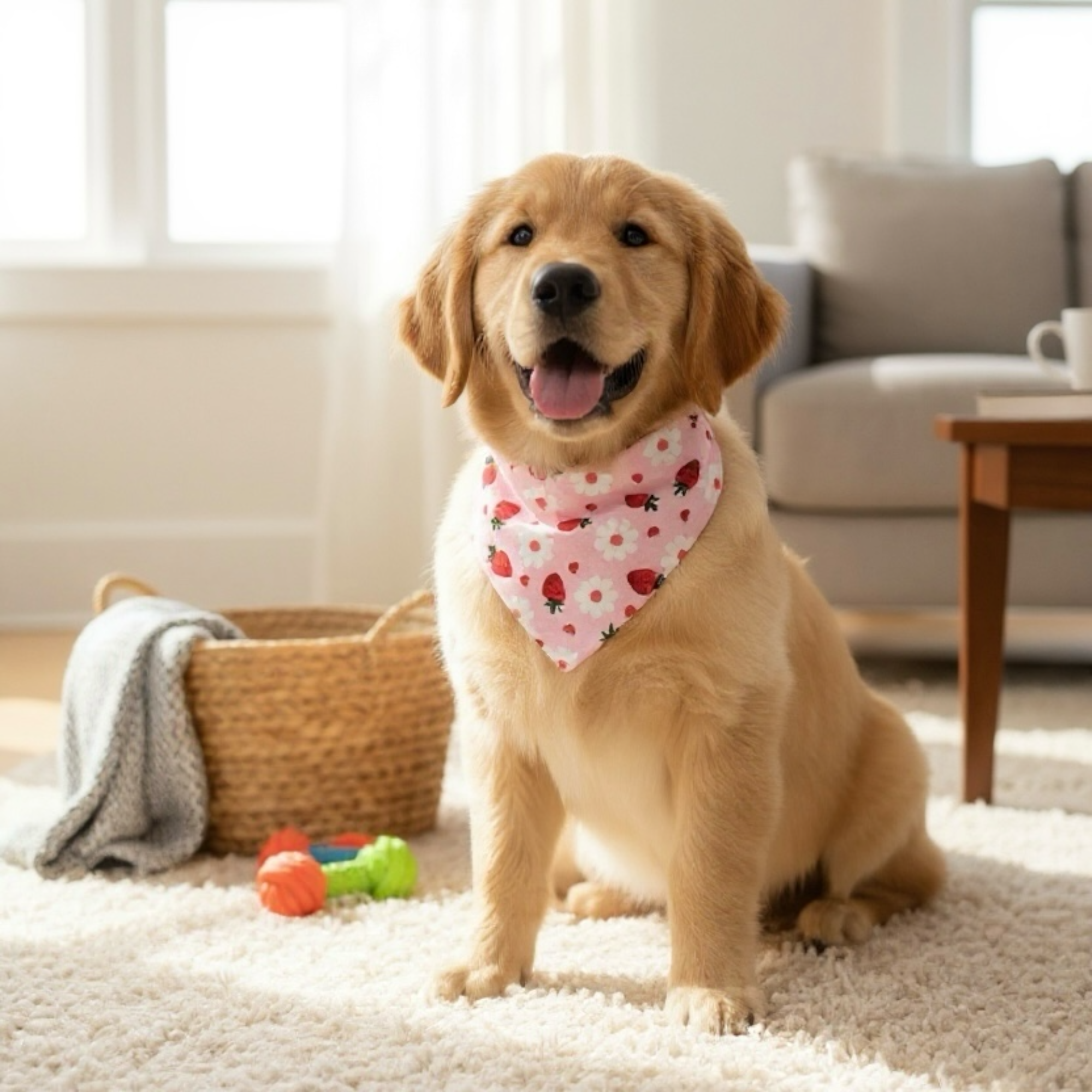 Pink Strawberry Dog Bandana or Cat Bandana