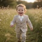Ring bearer wearing a white bow tie for wedding