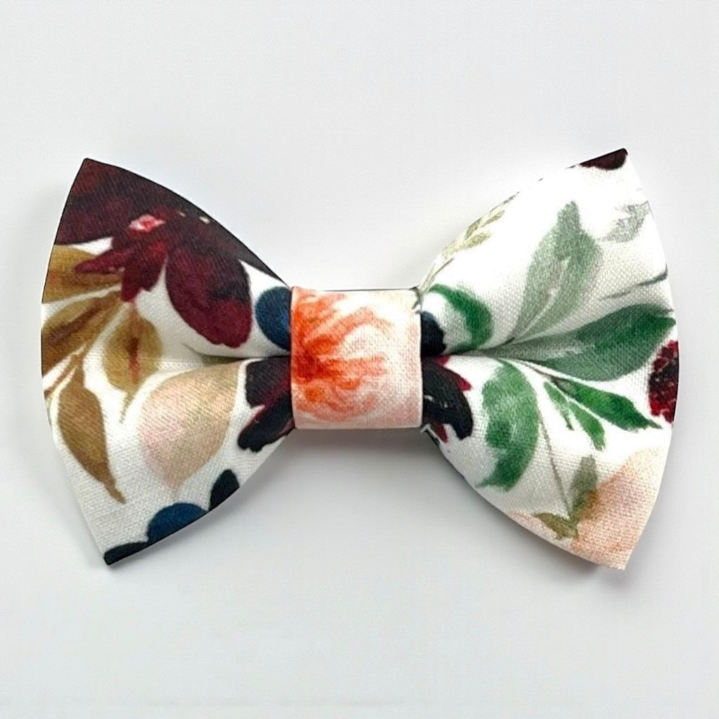 Floral bow tie for men for a wedding, groomsmen and ring bearers on a white background