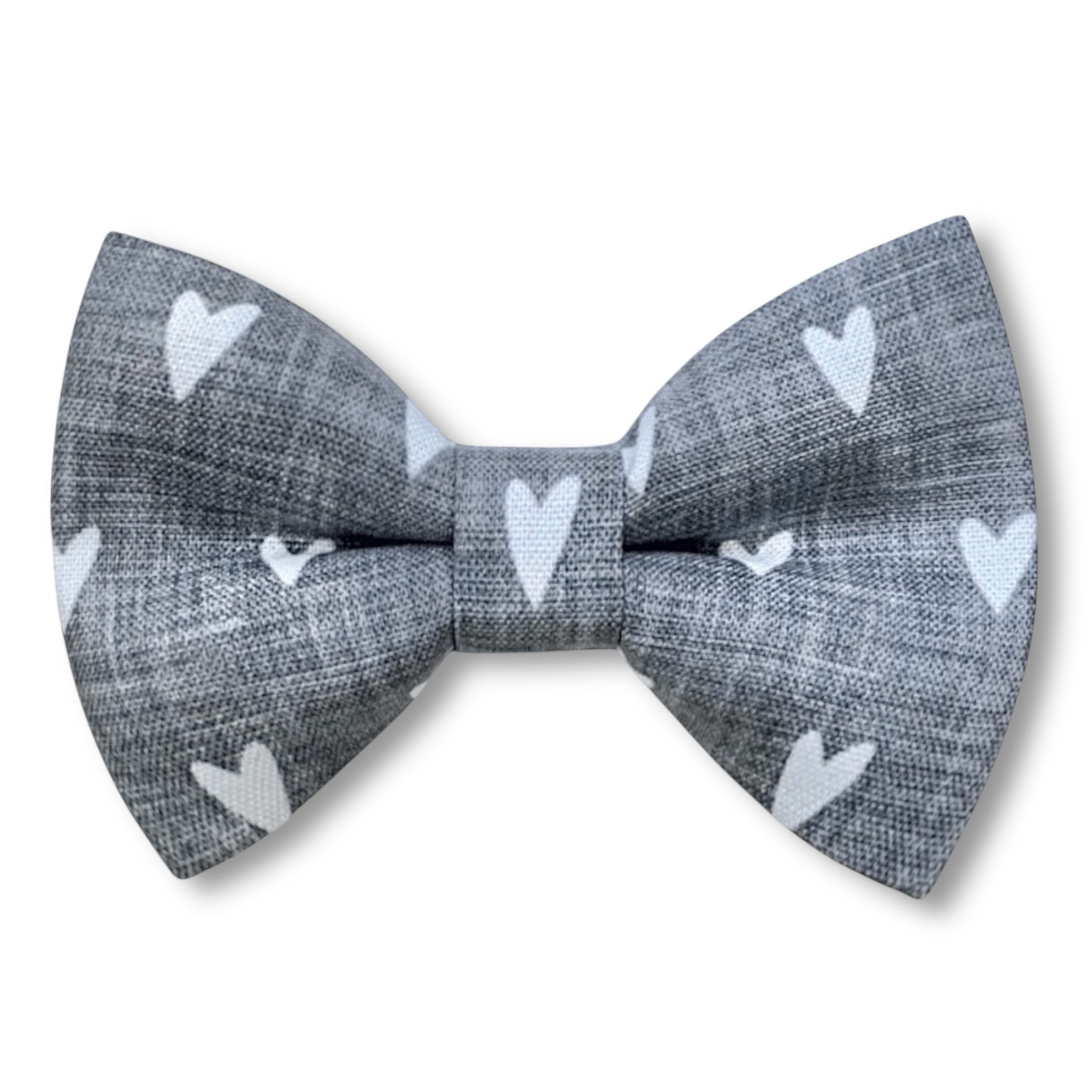 Gray heart bow tie for Valentine’s Day.