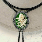Silver Floral Lily of the Valley Bolo Tie for men for wedding, groomsmen, and ring bearer outfits.