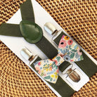 Floral Bow Tie & Olive Green Suspenders 