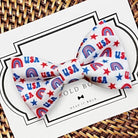 Dog Bow tie with 'USA' and rainbow pattern from The Bold Bow Tie