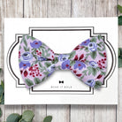 Dog bow tie size chart. Size Small is 3 1/2 inches wide for small dogs under 15 lbs. Size Medium is 4 inches wide for medium dogs between 15 band 40 lbs. Size Large is 4 1/2 inches wide for Large Dogs between 40 band 80 lbs. Size Extra Large is 5 1/2 inches wide for Extra Large Dogs over 80 lbs. Sizing is up to preference and pet bow ties slide on to dog collars with elastic.