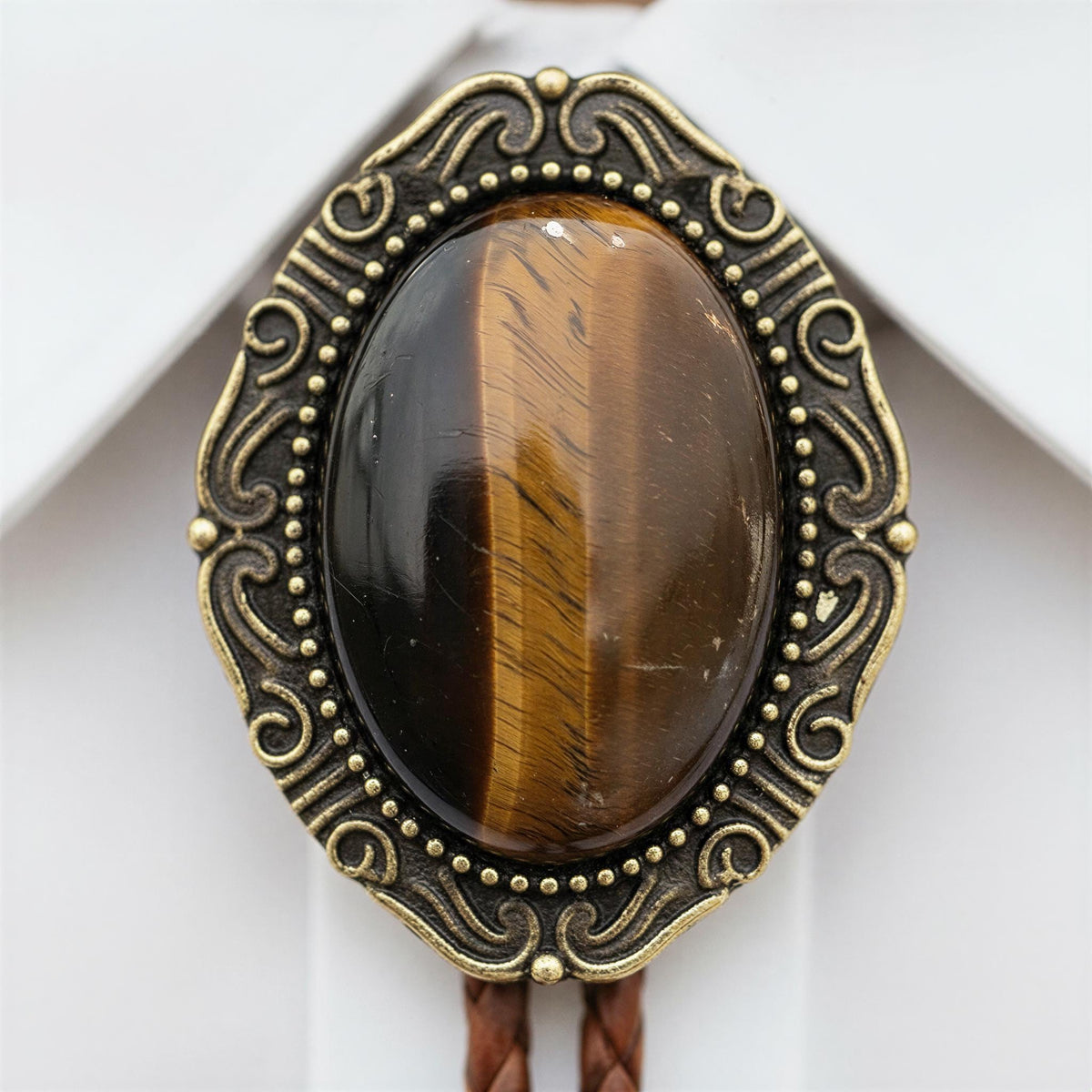 Tiger's eye bolo tie for men and women and children.