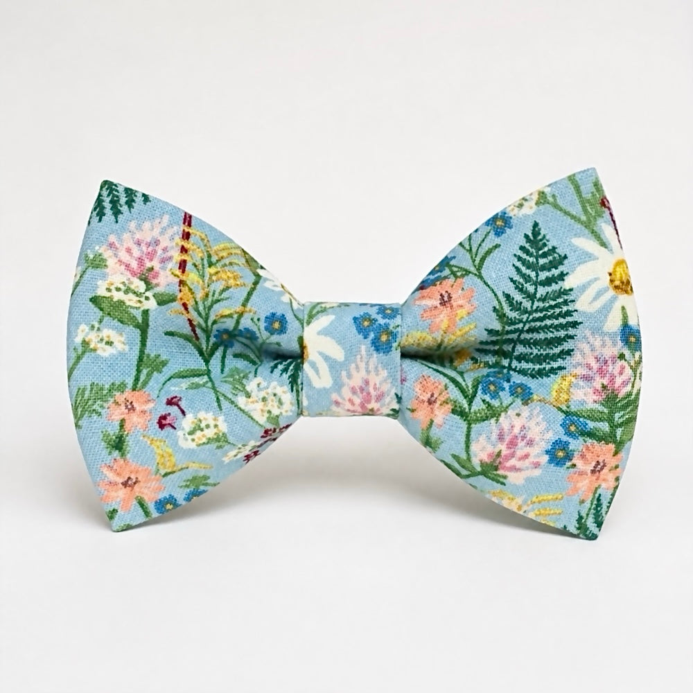 Dusty blue bow tie for boys and men, pre-tied in cotton, handmade by The Bold Bow Tie.