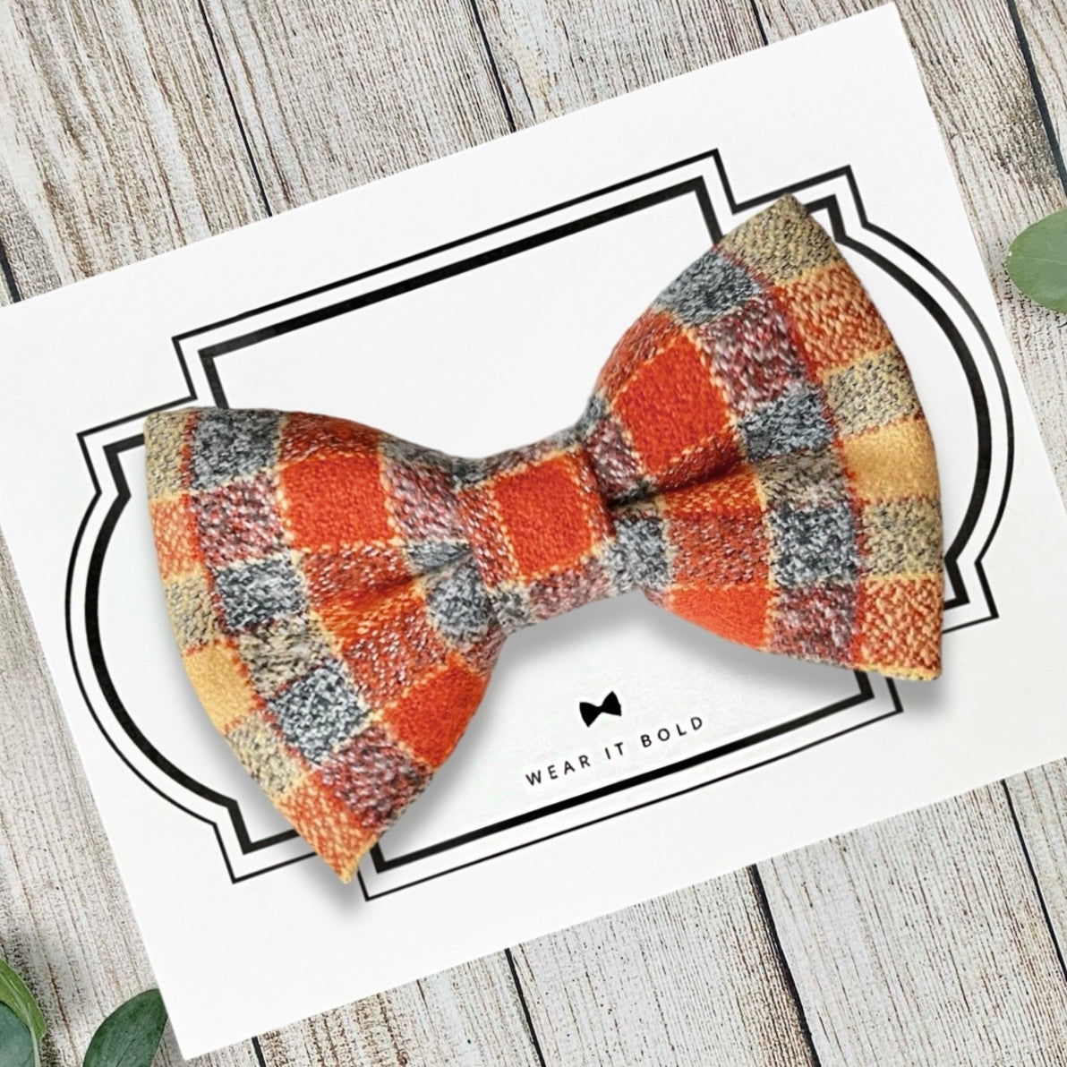 Fall Flannel Dog Bow Tie for Dog and Cat Collar for Thanksgiving and Autumn