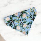 Floral Dusty Blue Dog Bandana- for summer or dog wedding outfit.