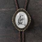 Opossum Bolo Tie Funny Genuine Leather Silver Brass Tips Western Wedding Groomsmen Gift