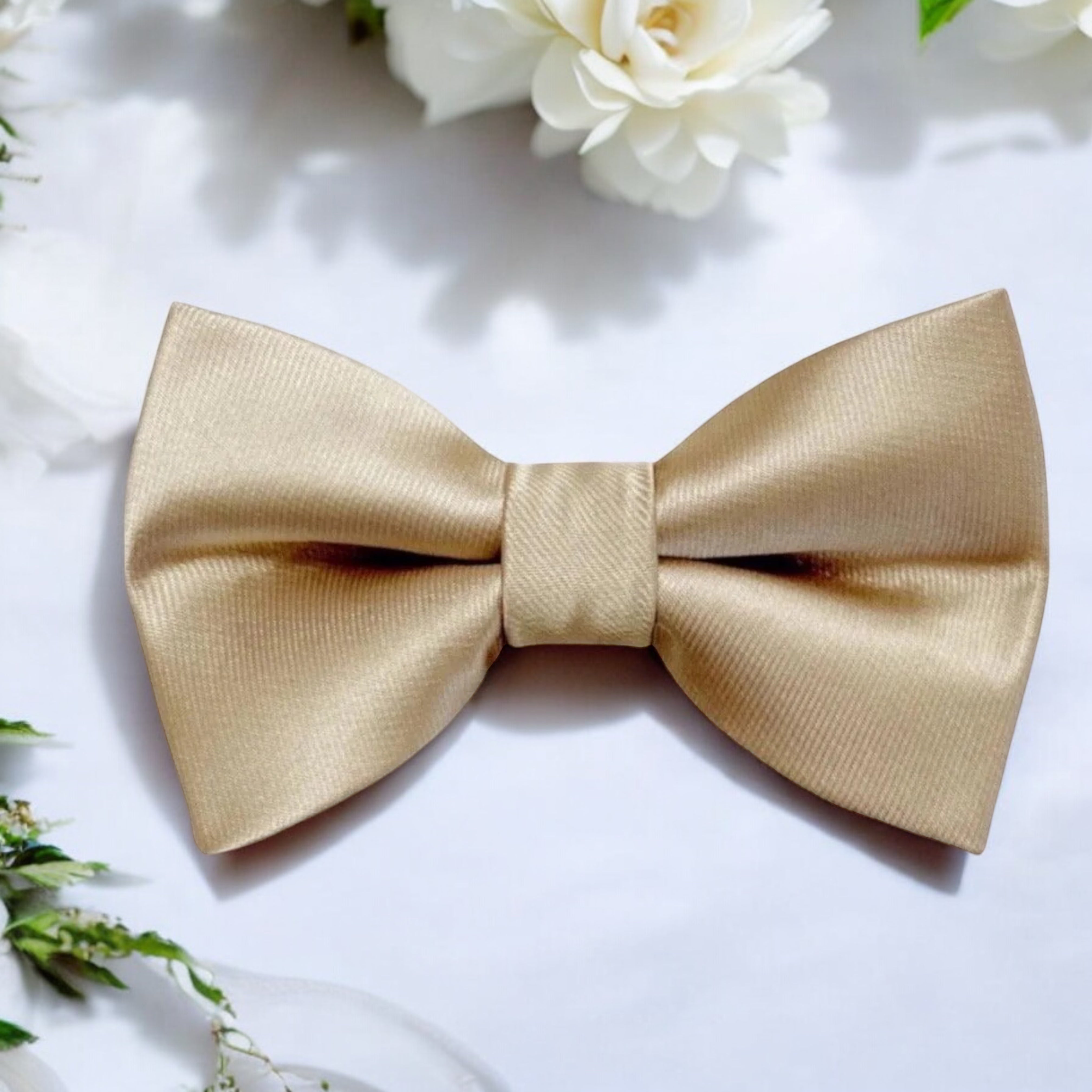 gold satin bow tie
