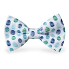 Easter Bow tie with blue and green Easter eggs pattern on a white background
