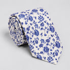 Blue floral tie for men and groomsmen in weddings.