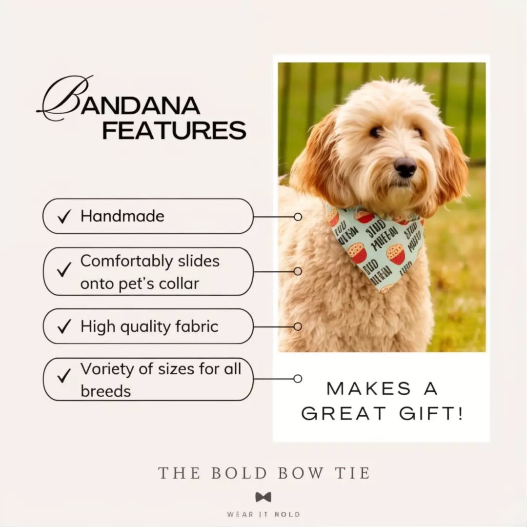 Taupe floral dog bandana worn around a dog's neck as a wedding ring bearer accessory