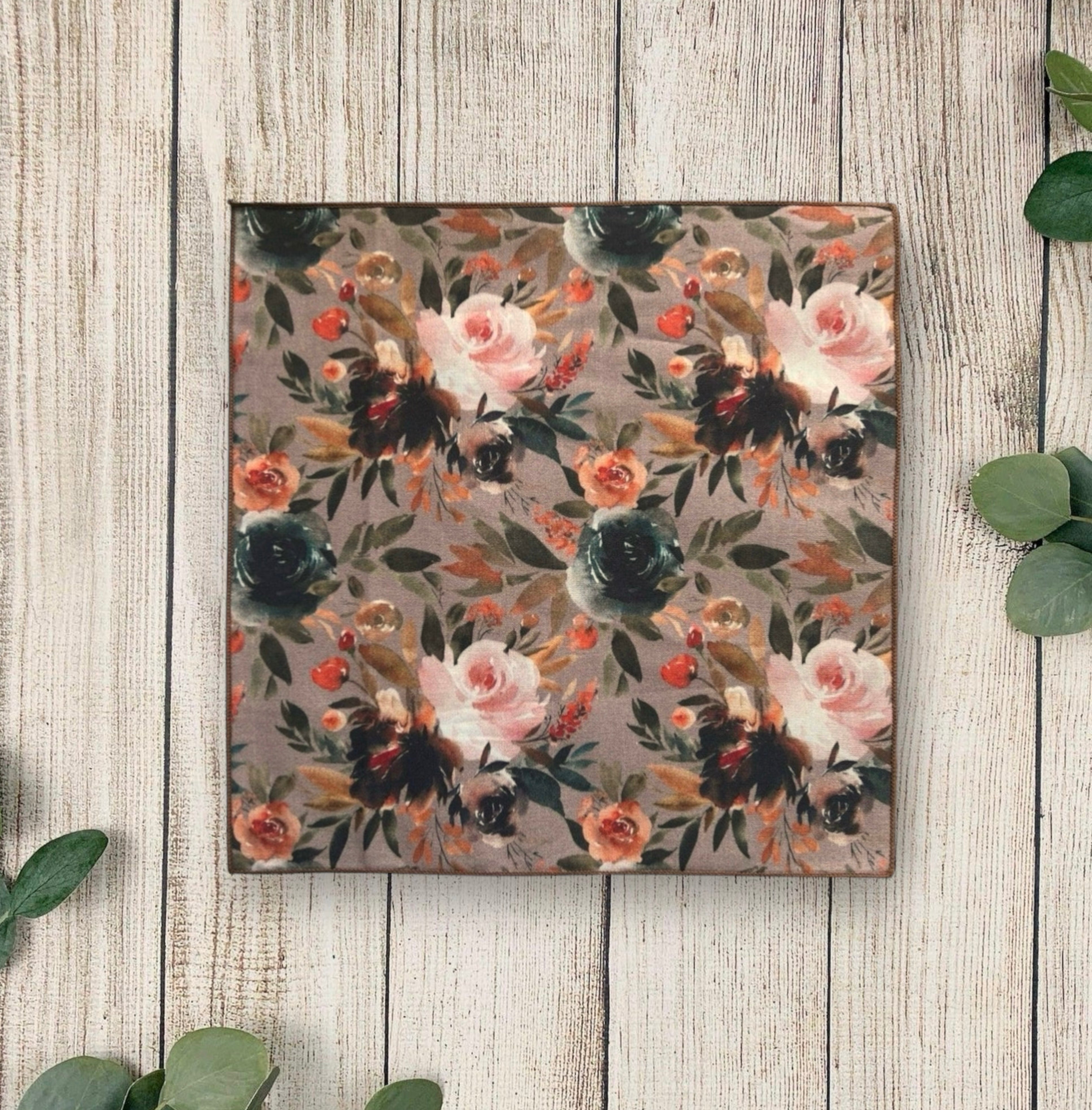 Taupe floral pocket square for wedding, groomsmen and groom.