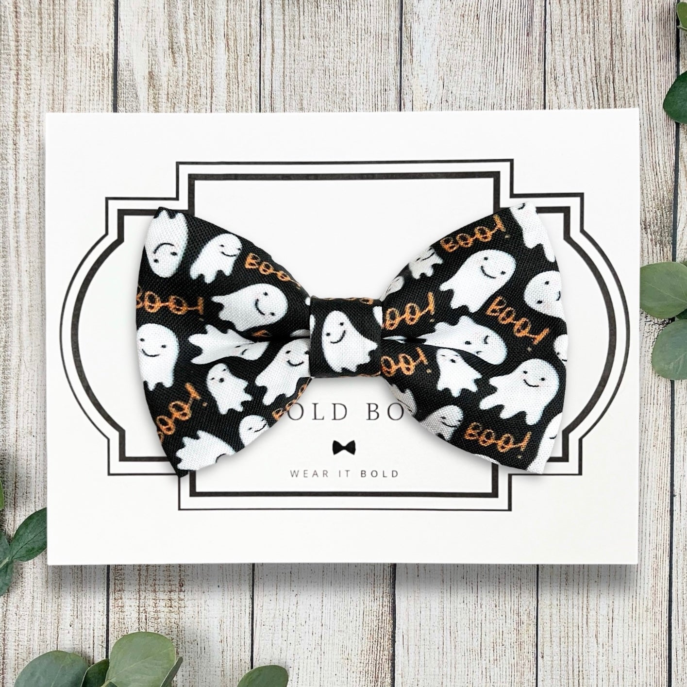 Halloween Black and White Ghost Dog Bow Tie for Dog Collar and Cat Collar