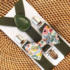 Floral Bow Tie & Olive Green Suspenders