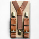 Brown men’s suspenders for men, groomsmen, toddlers, boys and weddings.