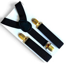 Black suspenders for men with gold clips- for men boys weddings and babies. 