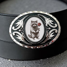 Valentine Raccoon Belt Buckle with Hearts, Valentine Western Accessory