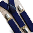 Navy suspenders for men boys toddlers and babies.