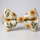 Sunflower Floral bow tie on a light gray background