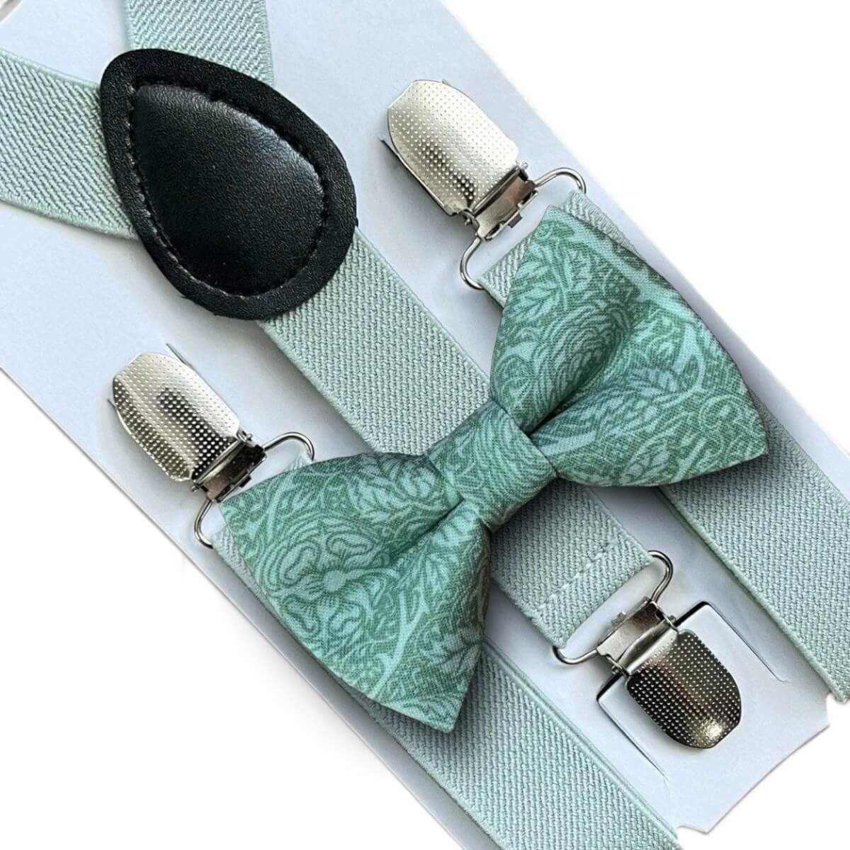 Sage bow tie and suspenders for men in green  bowtie set- Handmade by The Bold Bow Tie.