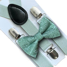 Sage bow tie and suspenders for men in green  bowtie set- Handmade by The Bold Bow Tie.