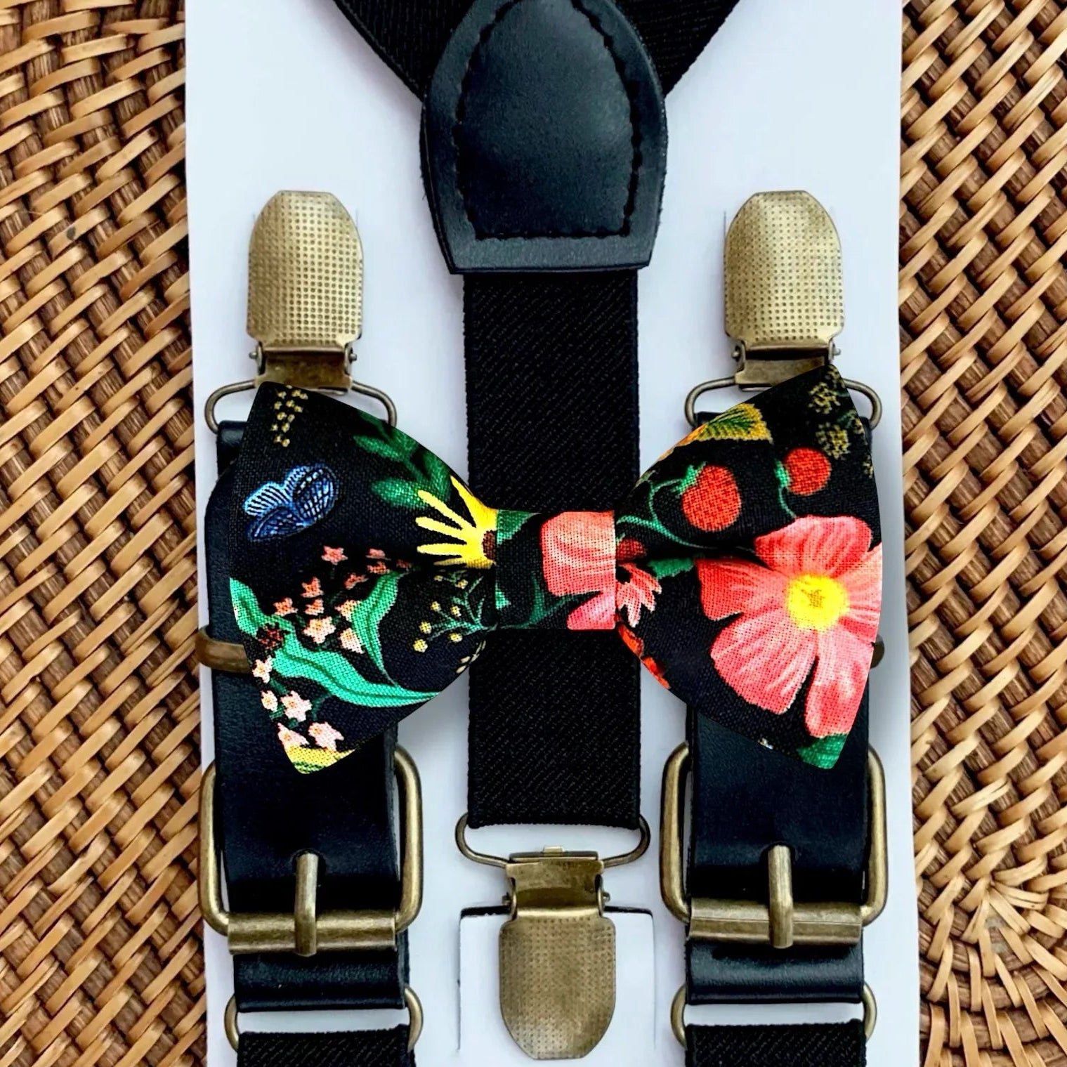 Floral bow tie for men, toddlers and boys, Black bow Ties