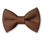 Pre-tied chocolate brown cotton bow tie for men and boys on a white background