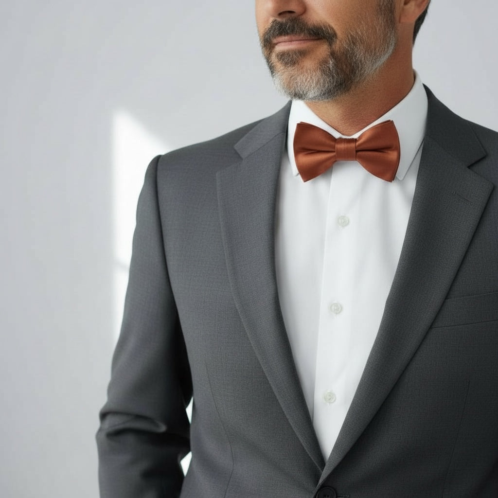 Terracotta Bowtie for men, groomsmen, wedding and ring bearer outfits.