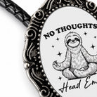 Funny sloth bolo tie with leather cord.