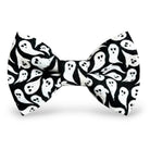 Halloween bow tie with ghosts in black and white cotton.