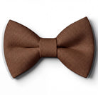 Pre-tied chocolate brown cotton bow tie for men and boys on a white background
