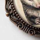 a close-up view of a detailed illustration of a small animal, possibly a rodent or a bird, with intricate details and textures.