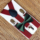 Emerald Green Bow Tie & Burgundy Suspenders Set for Christmas