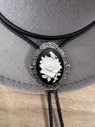 Rose bolo tie - Western Gifts for Her Bolo Tie - Indian Leather Western Wedding Necktie Mens Necklace Bola with Cabochon Rodeo