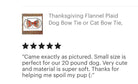 5 star review for Thanksgiving dog bow tie
