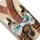 Wildflower Dusty Blue Bow Tie and Suspenders Set- Rifle Paper Co Fabric