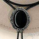 Black Bolo Tie- Onyx Western Wedding Accessory for Men and Women