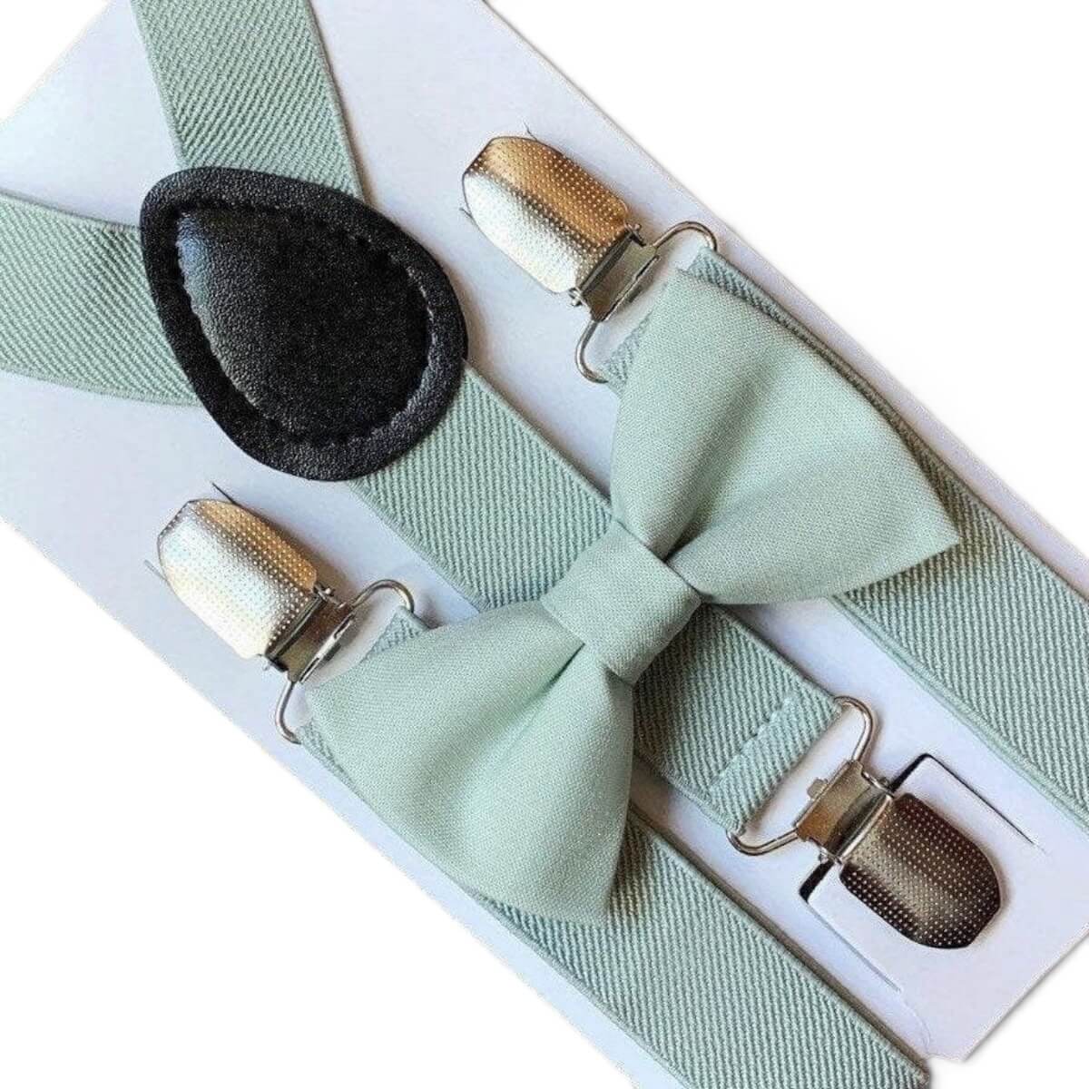 Sage Bow Tie & Suspenders Set- green bowtie for men, boys, toddlers and babies.
