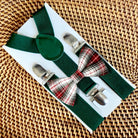 Tartan Christmas Bow Tie & Emerald Green Suspenders Set