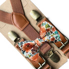 Orange floral bow tie for men and boys bowtie and suspender set