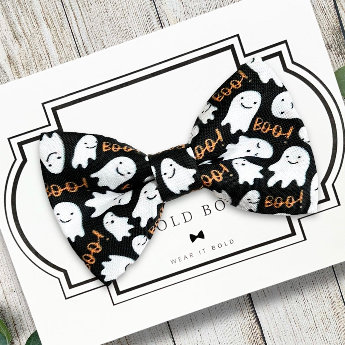 Halloween Black and White Ghost Dog Bow Tie for Dog Collar and Cat Collar