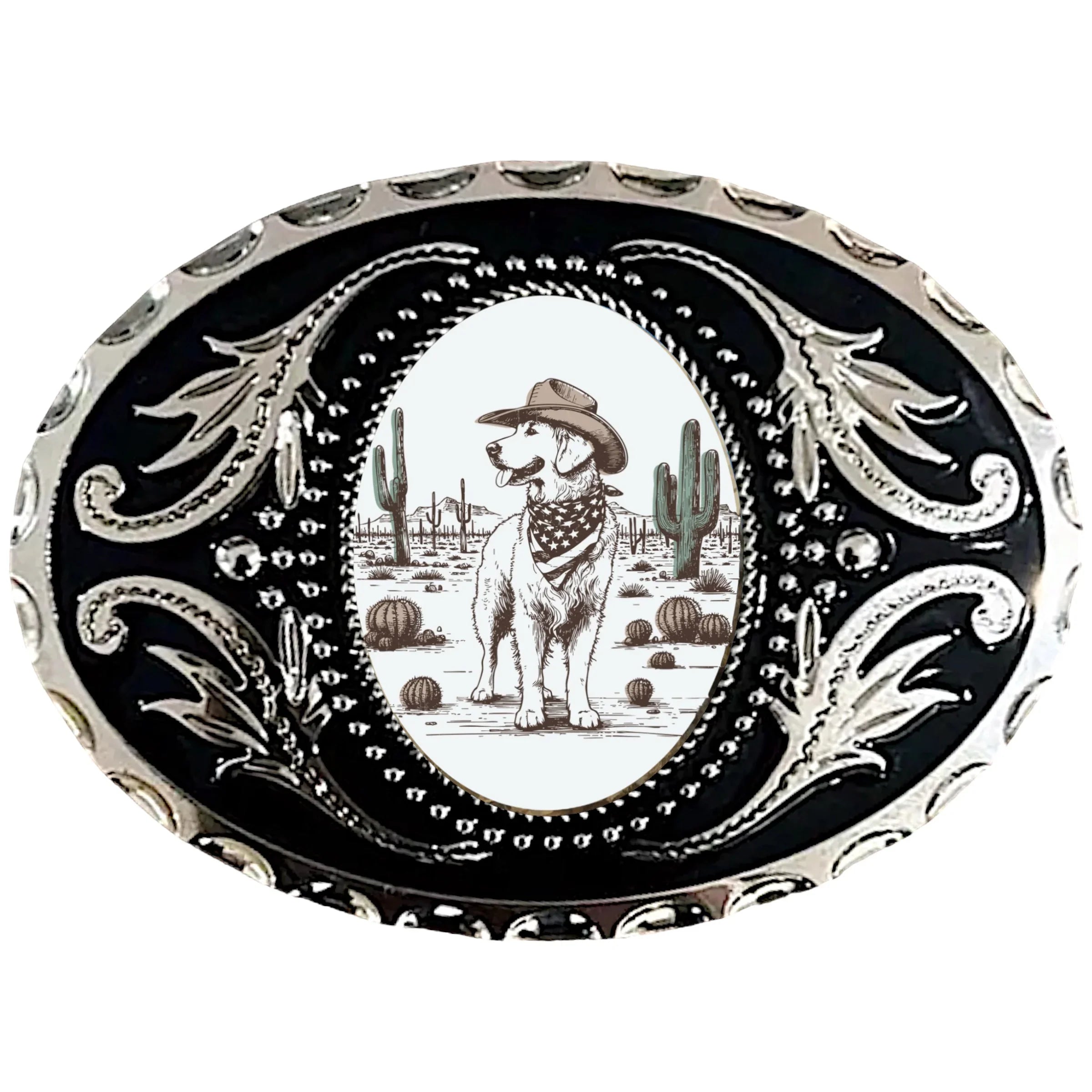 Belt Buckle with Dog, Golden Retriever Western Accessory The 