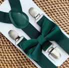 Emerald Green Bow Tie & Emerald Green Suspender Set for Christmas or a winter wedding
