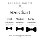 the bow tie size chart for a men's bow tie