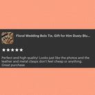 5 Star Review of wedding bolo ties by The Bold Bow Tie mentioning the ties look just like the photo, not cheap, and it was a great purchase.