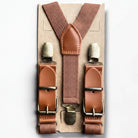 Brown men’s suspenders for men, groomsmen, toddlers, boys and weddings.