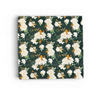 Emerald green floral pocket square a white background